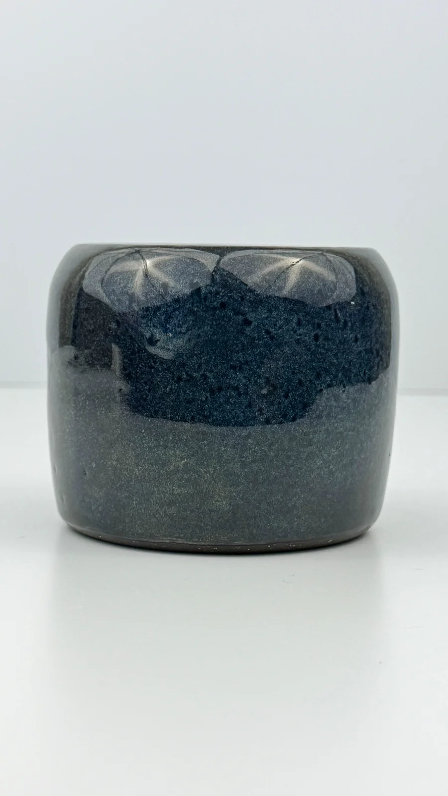 mtvessell_pottery_azure_1-1 Front view of a handcrafted ceramic vessel from mtvessell Pottery's Azure collection