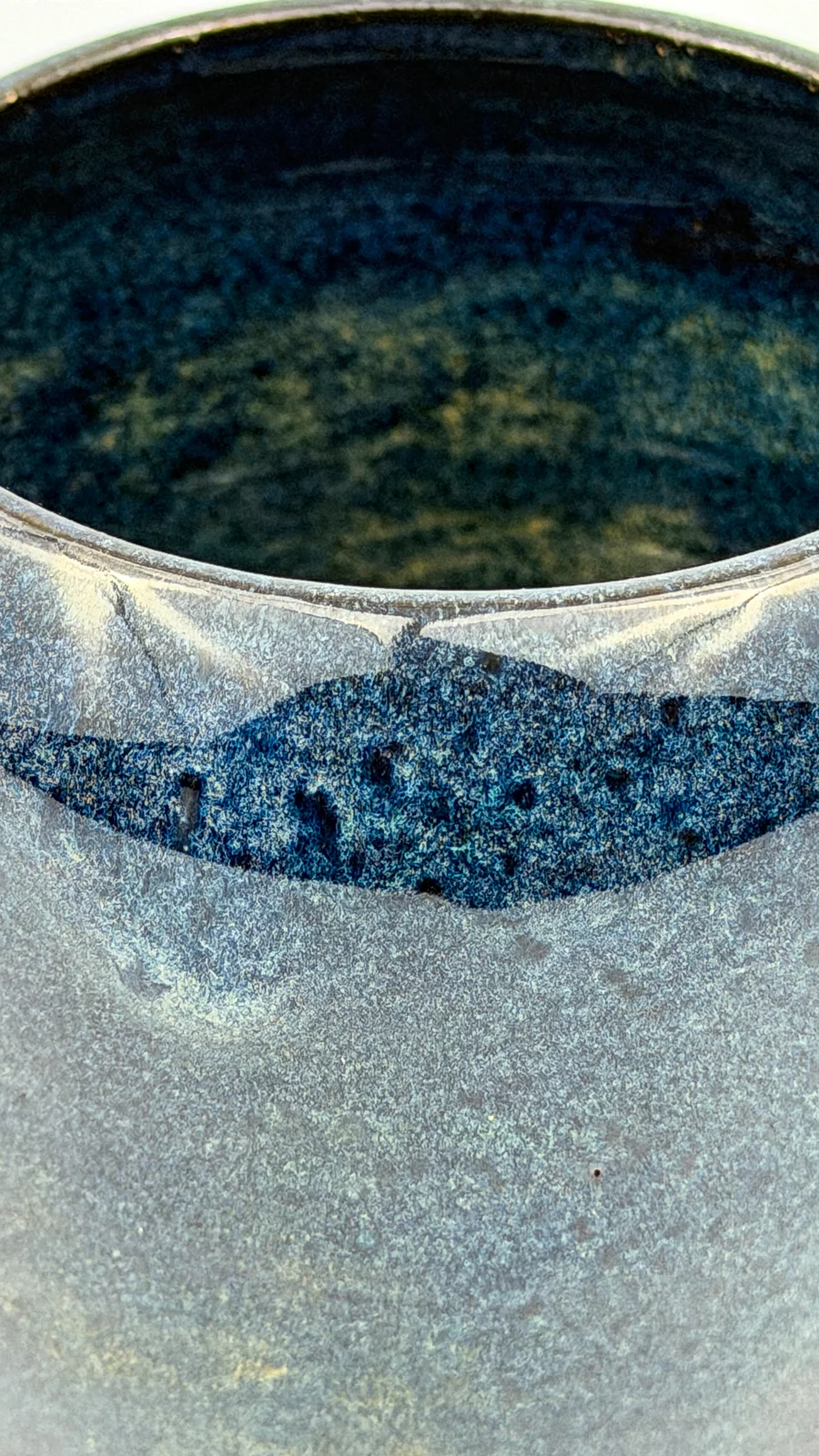 mtvessell_pottery_azure_1-3 Detail view of a handcrafted ceramic vessel from mtvessell Pottery's Azure collection