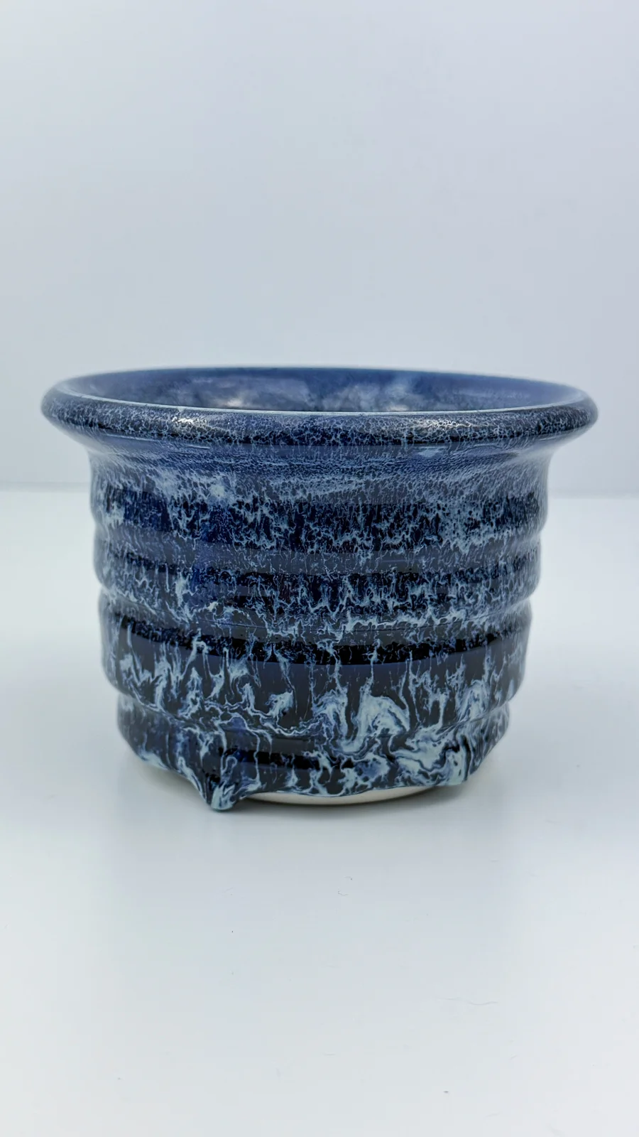 mtvessell_pottery_azure_2-3 Front view of a handcrafted ceramic vessel from mtvessell Pottery's Azure collection