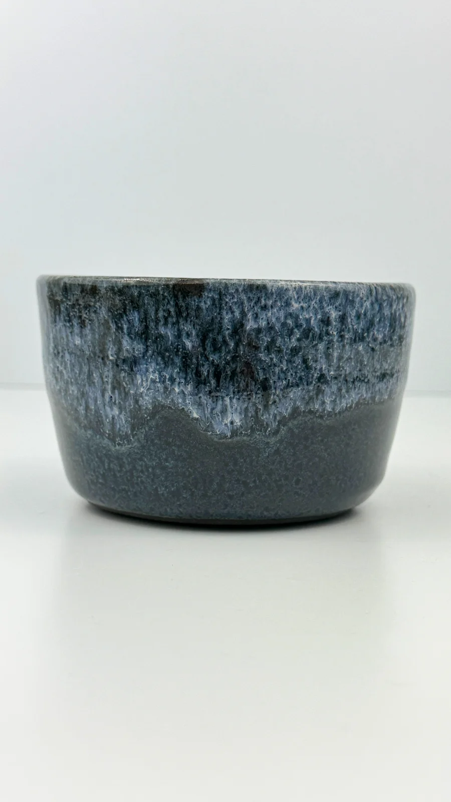 mtvessell_pottery_azure_6-6 Side view of a handcrafted ceramic vessel from mtvessell Pottery's Azure collection